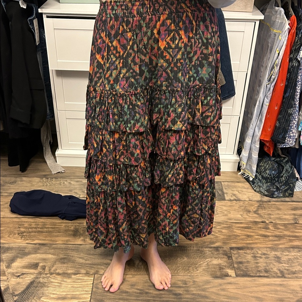 Vibrant Multicolor Tiered Maxi Skirt